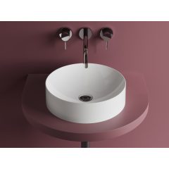   KK0114-2 Fényes fehér 40cm öntött márvány pultos mosdó