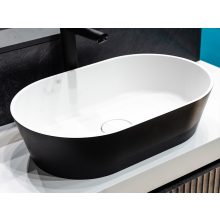 KK0115 Matt fekete-fehér 60x38cm öntött márvány pultos mosdó